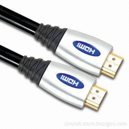 High-speed HDMI® Cable Assembly with Gold-plated Connectors, 1,080-pixel Resolution